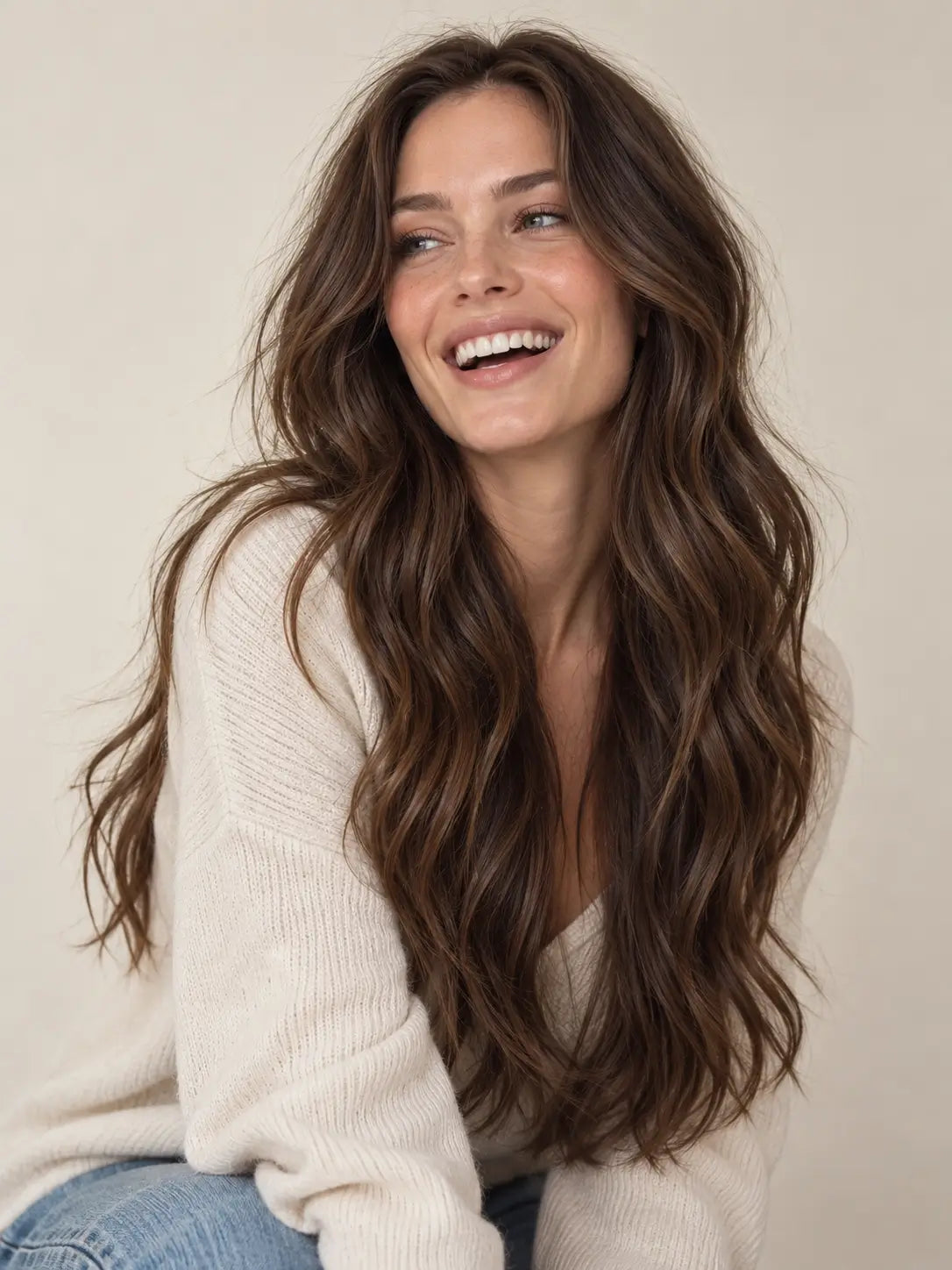 Full Shine Virgin Hair Genius Weft extensions add natural length and volume with a thin, flexible weft that blends seamlessly with your own hair.