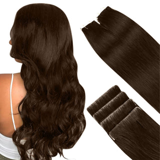 Full Shine Virgin Human Hair Seamless Invisible Injection Tape in Extensions Dark Brown (#4)