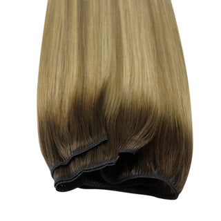 Full Shine Virgin Weft Brazilian 100% Human Hair Sew In Bundles Balayage Highlights (#3/8/22)-Regular Virgin Hair Weft-Full Shine