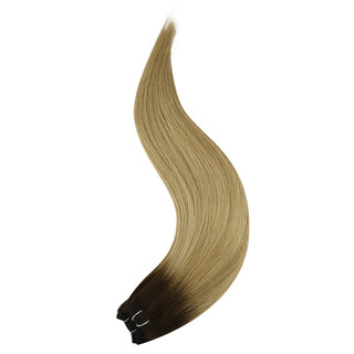 Full Shine Virgin Weft Brazilian 100% Human Hair Sew In Bundles Balayage Highlights (#3/8/22)-Regular Virgin Hair Weft-Full Shine