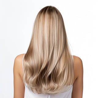 [New Color]Full Shine Genius Weft Hair Extensions 100% Virgin Human Balayage (#4/7/80)-Virgin Genius Hair Weft-Full Shine