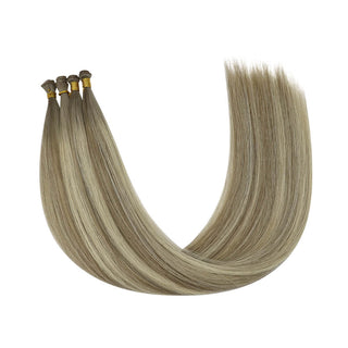 Full Shine Genius Weft Hair Extensions 100% Virgin Human Balayage Highlights (#8/8/613)-Virgin Genius Hair Weft-Full Shine