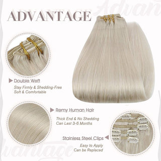 seamless 100% human hair extensions clip in