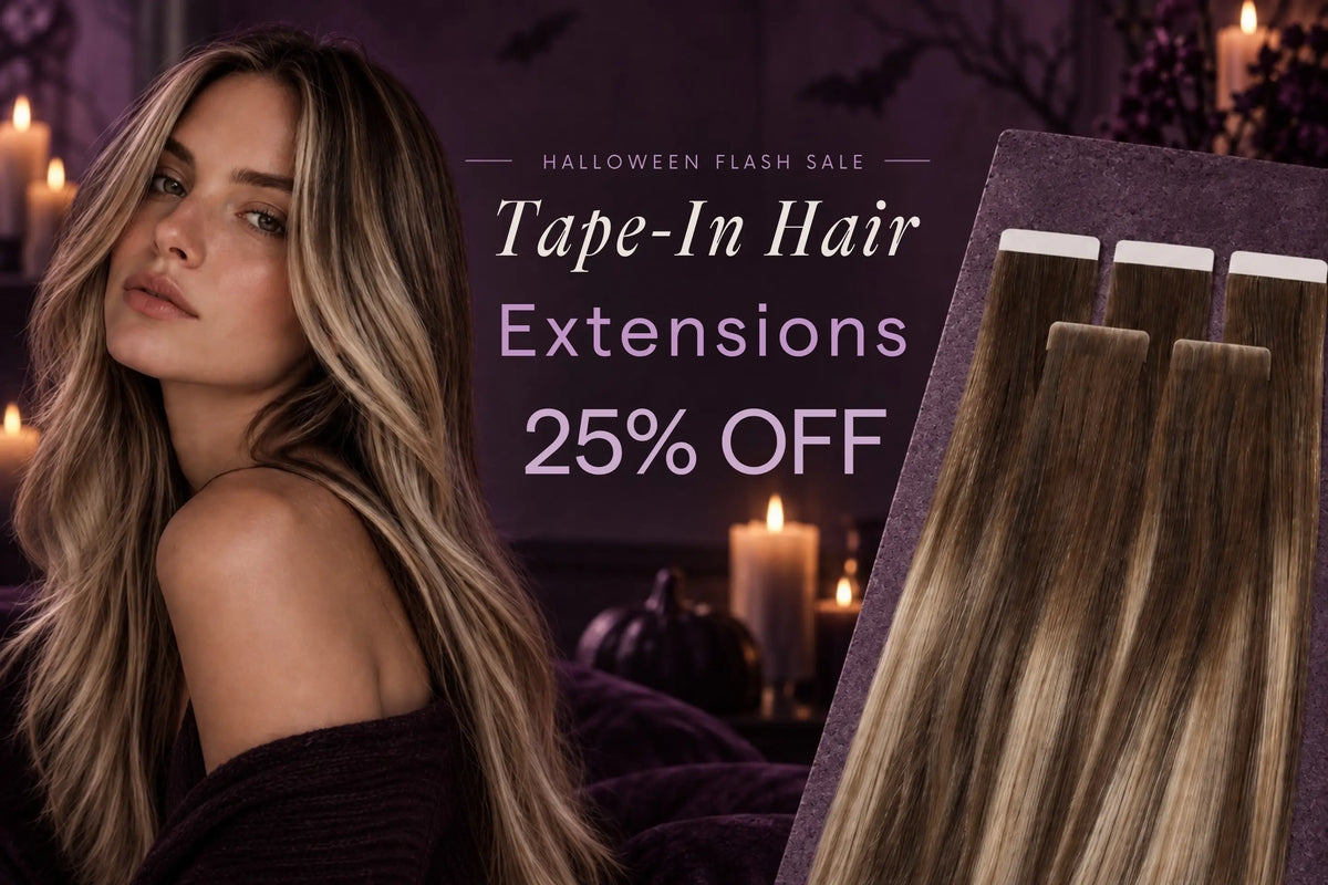 Full Shine Tape-In Hair Extensions on flash sale with 25% off, featuring a discreet, lightweight design for natural-looking length and volume.