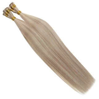 hand tied hair bundles highlight straight Full Shine hand tied weft extensions for thin hair human hair machine weft hair extensions virgin hair exensions
