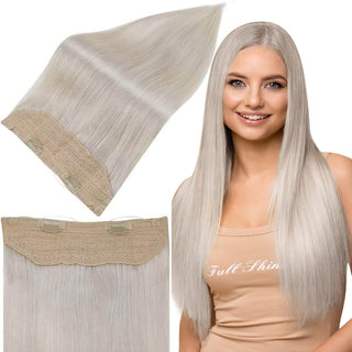 Full Shine Halo Real Human Hair Extensions Ice Blonde (#1000)-Flip on extensions-Full Shine