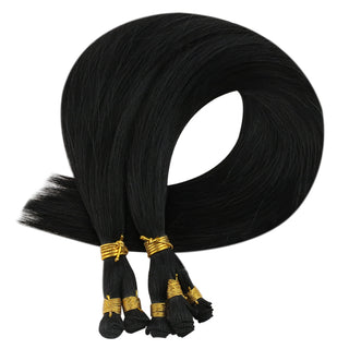 hair bundles extensions virgin hair Jet Black sew in weft hair extensions hand tied weft extensions