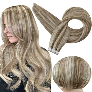 Full Shine Tape in Hair Extensions 100% remy Human Hair Highlights (#P8/60)-Tape in extension-Full Shine