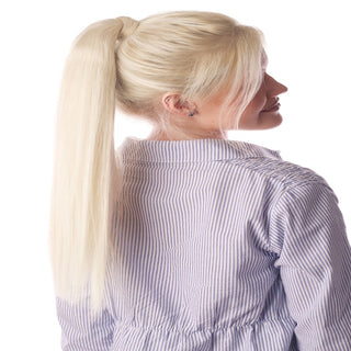 Full Shine 100% Human Hair Ponytail Extensions Platinum Blonde (#60)-Ponytail-Full Shine