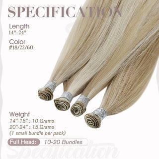 Virgin Handmade Hair Weft Hand Tied Weft Hair Extensions Full Shine 100% Virgin Human Highlight Blonde