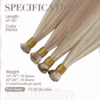 hand tied weft bundles Virgin Handmade Hair Weft Hand Tied Weft Hair Extensions Full Shine 100% Virgin Human Highlight