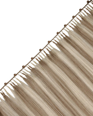 Close-up of Full Shine virgin hair Feather Weft extensions showing small nano ring connections for precise placement.
