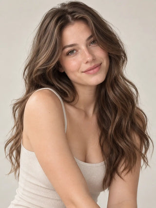 Full Shine Remy Human Hair Topper with a medium-size base for natural crown coverage, seamless blending, and added volume for women with thinning hair.