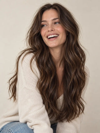 Full Shine Virgin Hair Genius Weft extensions add natural length and volume with a thin, flexible weft that blends seamlessly with your own hair.