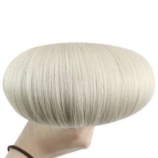 Full Shine Flat Silk Weft Virgin Hair Extensions (100% Human Hair)White Blonde (#1000)-Virgin Pu Hair Weft-Full Shine