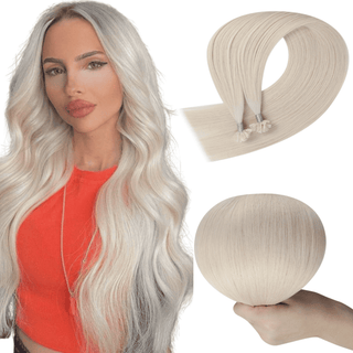 Full Shine Top Keratin Tip Hair Extensions 100% Virgin Human Hair Platinum Blonde (#1000)-Virgin K Tip Extension-Full Shine
