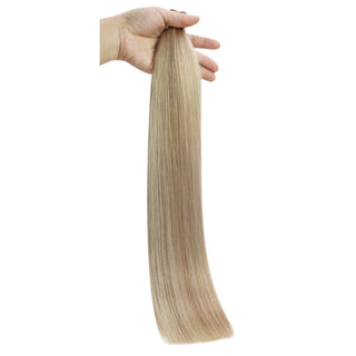 Full Shine Genius Weft Hair Extensions 100% Virgin Human Highlights (#P18/613)-Virgin Genius Hair Weft-Full Shine