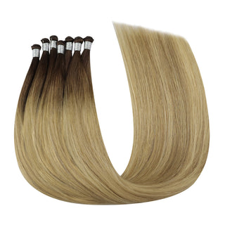 Balayage Blonde Hand Tied Weft Hair Extensions Full Shine 100% Virgin Human sew in weft hair extension
