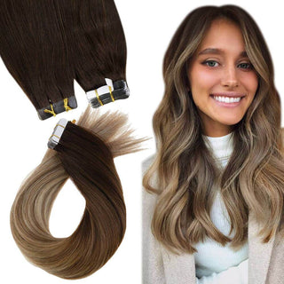 straight real hair tape in extensions