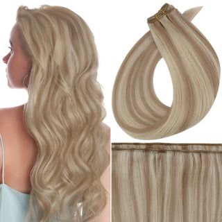 Full Shine Virgin Weft Brazilian 100% Human Hair Sew In Bundles Highlights (#P18/613)-Regular Virgin Hair Weft-Full Shine