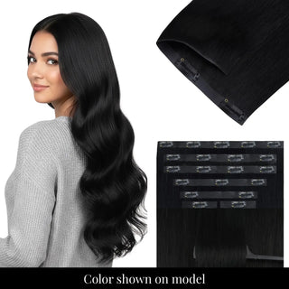 Full Shine black injection PU clip in hair extensions seamless blend