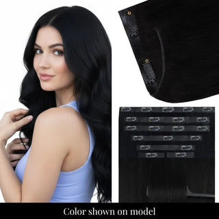 Fullshine pure black genius PU clip ins for seamless coverage