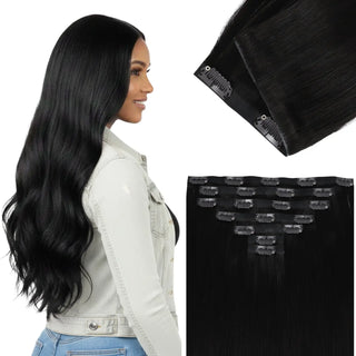Full Shine black injected PU clip ins natural volume