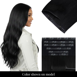 Full Shine black injected PU clip ins natural volume