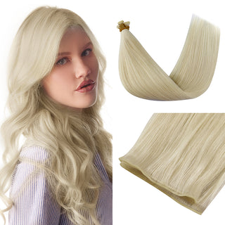 Full Shine Genius Weft Hair Extensions 100% Virgin Human Ice Blonde (#1000)-Virgin Genius Hair Weft-Full Shine