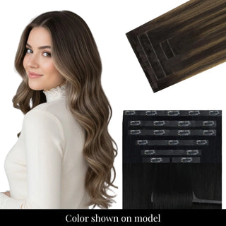 Full Shine injection PU balayage brown natural extensions