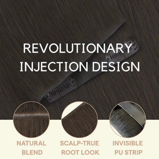 Seamless balayage brown injection PU clip ins Full Shine