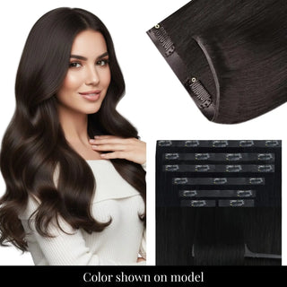 Fullshine ash brown genius PU clip in extensions for clean blend