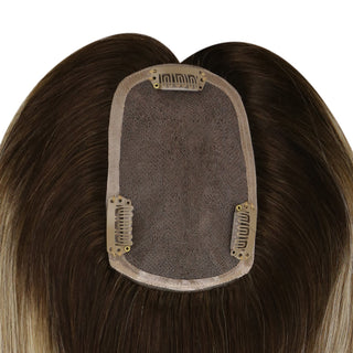 [SALE] Full Shine Lace Wig Toppers 3*5 Inch Lace Base Hairpiece For Women Balayage #3/8/22