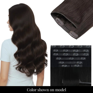 Full Shine brown injection PU clip in hair extensions seamless blend