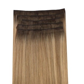 [Sale] Human Hair Extensions Clip in 100% Virgin Human Hair 7 Pieces Balayage #2/4/27