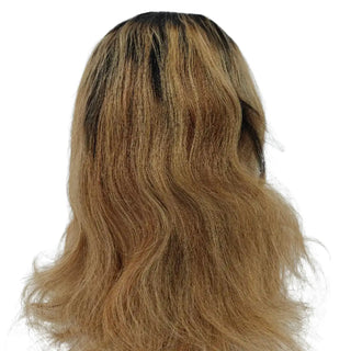 [Clearance] 16 Inch Black Root Dark Blonde Natural Wave Lace Front Wig #T1B/27/30