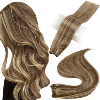 Full Shine Virgin Weft Brazilian 100% Human Hair Sew In Bundles Highlights(#P4/27)
