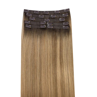 [Sale] Human Hair Extensions Clip in 100% Virgin Human Hair 7 Pieces Balayage #2/4/27