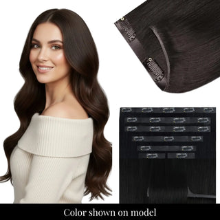 Fullshine brown genius PU clip in hair extensions for natural volume