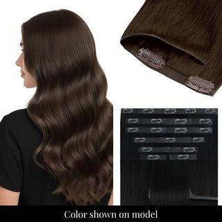 Full Shine brown injected PU clip ins natural fullness