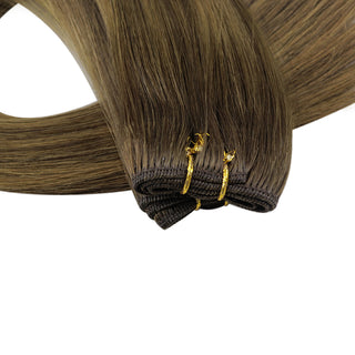 Full Shine Virgin Weft Brazilian 100% Human Hair Sew In Bundles Balayage Highlights (#2/8/2)