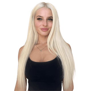 Full Shine Hole PU Weft Virgin Invisible Weft Hair Extensions Bleach Blonde (#60)-Virgin Pu Hair Weft-Full Shine