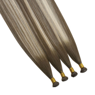 [New Color] Full Shine Invisible Genius Weft Hair Extensions Balayage Blonde Virgin Hair (#7/7/ICY)