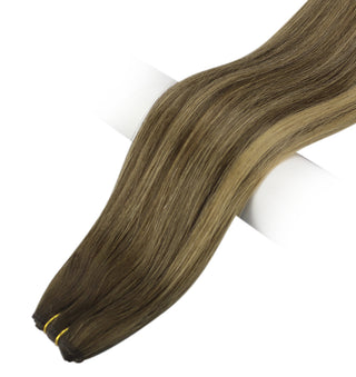 Full Shine Virgin Weft Brazilian 100% Human Hair Sew In Bundles Balayage Highlights (#BM)