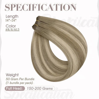 Great Virgin Hair Weft Brazilian 100% Human Hair Sew In Bundles Balayage (#8/8/613)