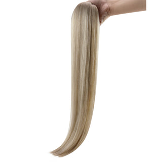 Full Shine Flat Silk Weft Virgin PU Sew In Human Hair Extensions Balayage (#6/60/6)