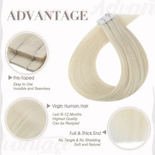 Premium bleach blonde virgin hair extensions designed for seamless blending.