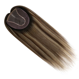 seamless hair integration, virgin human hair toppers, balayage color, natural finish, women’s volume solution, breathable and light, scalp-safe topper, full coverage crown, clip in design, invisible root blend, soft remy strands, realistic appearance, easy styling, daily wear topper, hair loss aid, gentle on scalp, professional finish, subtle gradient tones