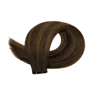 Virgin hair balayage from Fullshine combining brown and blonde tones elegantly.