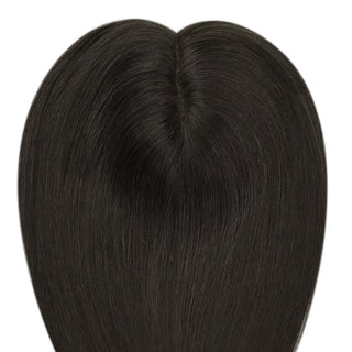 Full Shine Mono Virgin Human Hair Wig Toppers 6*7 Inch For Women Hair Loss Off Black (#1B)-6*7 Topper-Full Shine